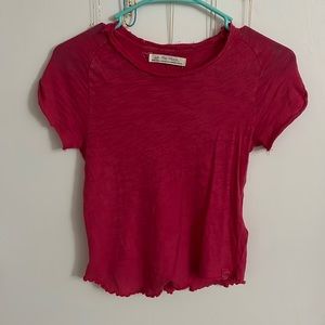 pink distressed free people tee